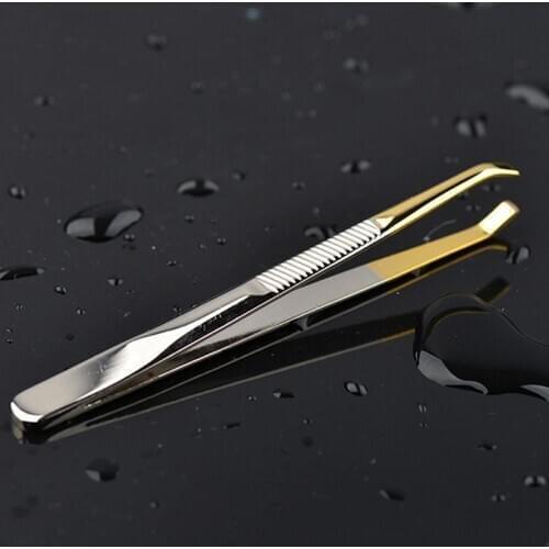 1PC New Pro 24K Gold Women Stainless Steel Hair Removal Eyebrow Tweezers Clip Beauty Makeup Tools Slant Brow