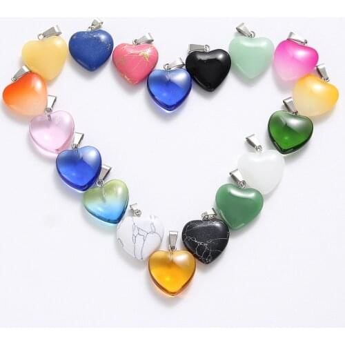 10pcs Glass Perfume Bottle Pendant Heart Drop Shaped Exquisite Charms For Jewelry Making DIY Necklace Accessory Wholesale