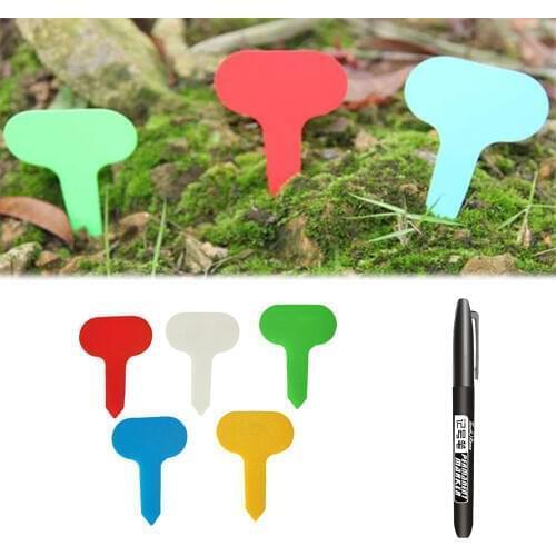 100PCS T-type Plant Markers Labels Waterproof Tags Garden Labels Seed Nursery Garden Stake Plant Labels Gardening Accessories