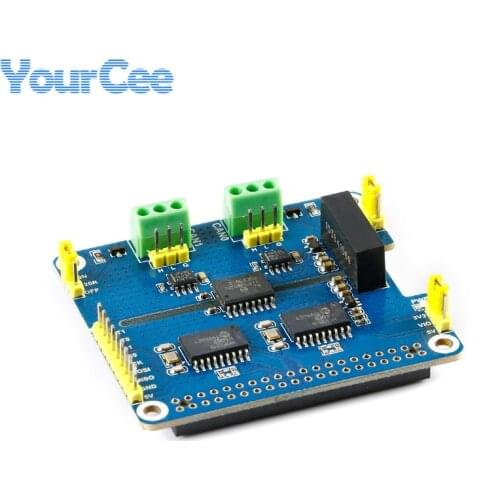 2-Channel Isolated CAN Expansion HAT MCP2515 SN65HVD230 Multi Onboard Protection Circuit for Raspberry Pi STM32