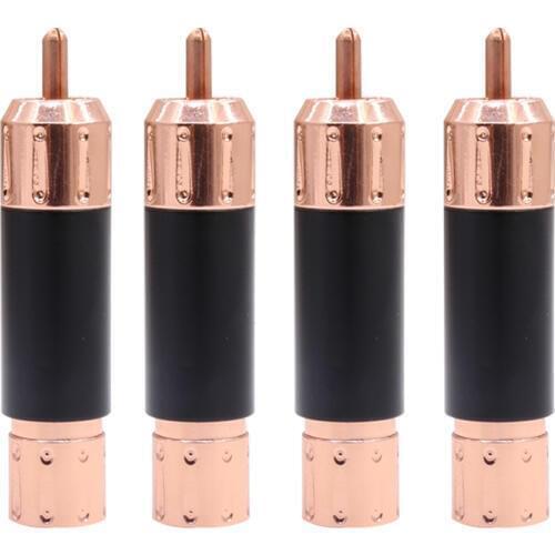 4Pcs RCA Plug red copper Plated Audio Video Adapter Connectors plug for video interconnect cable