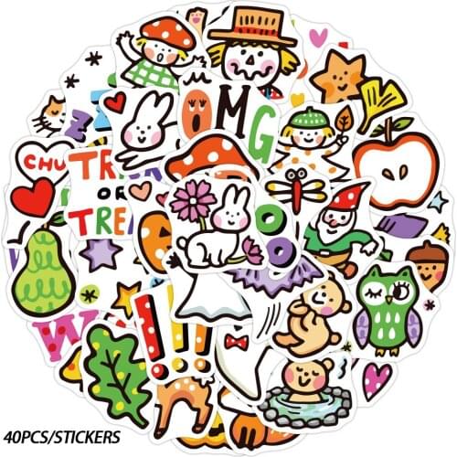 40PCS Halloween Cartoon Yellow Hair Girl Stickers PVC Adhesive Stationery Mobile Phone Laptop Refrigerator Expression Sticker