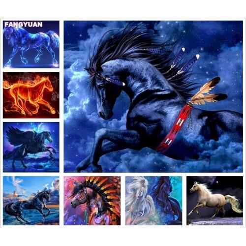 5D Diy Diamond Embroidery Horse Cross Stitch Kits Picture Diamond Painting Sale Animals Full Square Round Mosaic Home Decoration