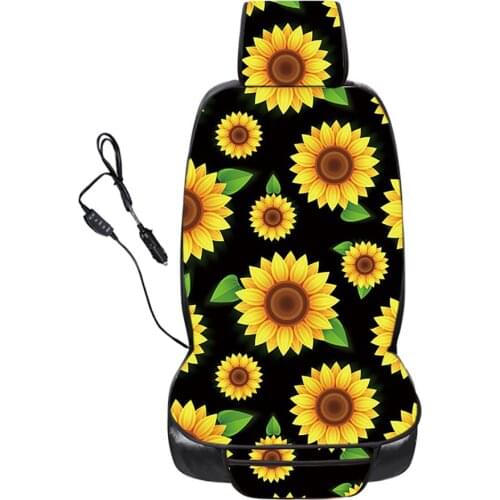 Auto Parts Car Seat 12V Universal Heater Warmer Sunflower Print For Winter Breathable Fabric Heating Pad Cushion