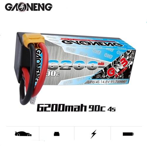Gaoneng GNB 6200MAH 4S 14.8V 90C Hardcase LiPo Battery Pack With XT90 Connectors T Plug for RC Car four Drive RC Car Boat