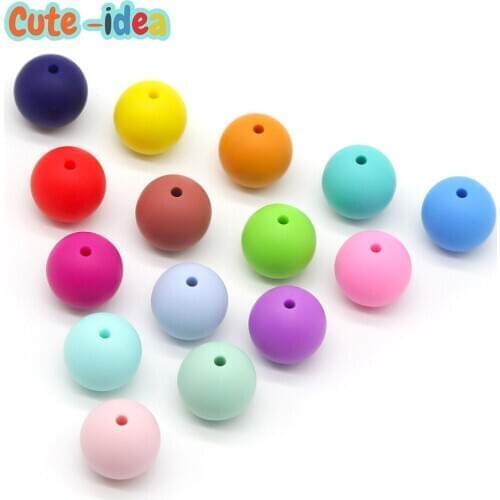 Cute-idea 9mm 50pcs Silicone Beads Pearl Food Grade Baby Teething Beads Nursing Tiny Rod Baby Teether Toy Pacifier Chain