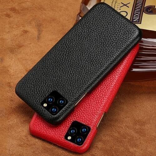 Genuine Litchi Grain Leather Phone Case For iPhone 11 Pro MAX 12 Mini X XS 12 Pro max XR 6 6s 8 7 Plus 5 SE 2020 Luxury Cover