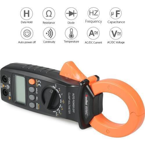 DHL 20PCS Counts Handheld Digital Clamp Meter Multimeter AC/DC Voltage AC Current Portable LCD Display 6016A