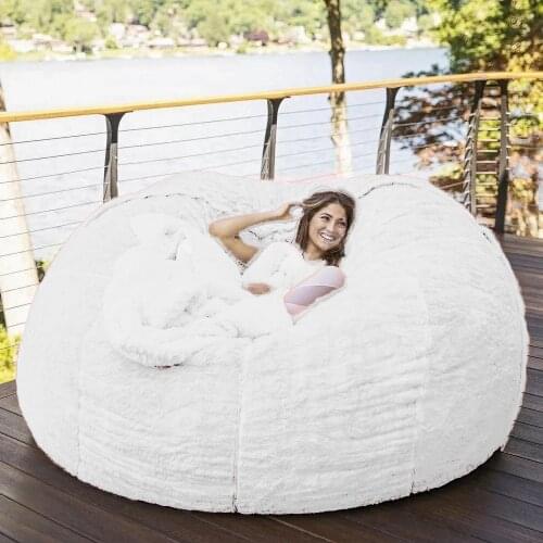 Dropshipping New giant bean bag cover soft comfortable fluffy fur bean bag bed recliner cushion cover