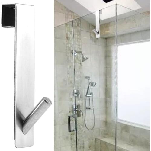 Stainless Steel Door Hooks Over the Door Towel Hooks Rack Free Hanging for Frameless Glass Windows