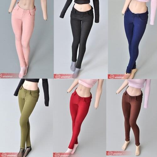 1/6 Female action figure Slim-fit elastic trend pencil pants Clothing model fit 12-inch doll body Accessories toys