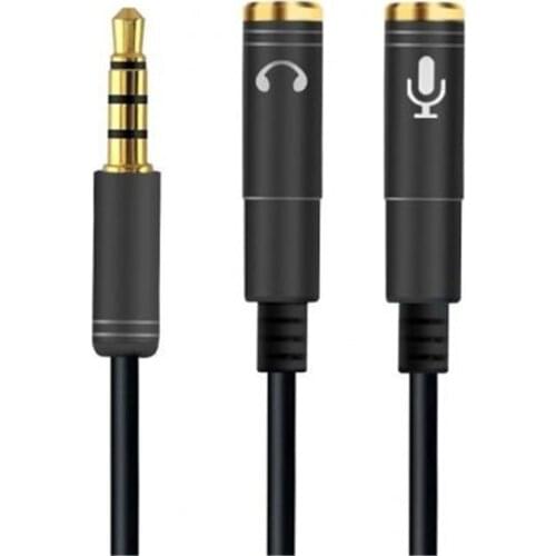 Flexible 3.5mm Audio Cable Headphone AUX Y Splitter Mic Adapter Audio Cable 1 Male to 2 Female Microphone Cord Microphone Mixer