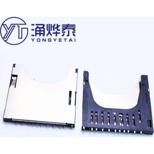 YYT 10PCS 2 in 1 card socket MMC SD self-ejection SD card slot Pop-up SD card socket PUSH 11P welding foot