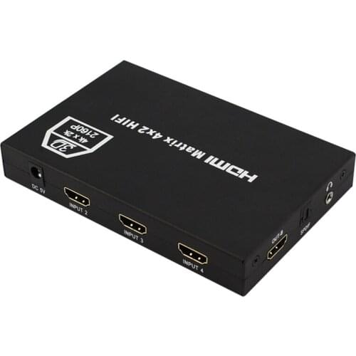 HDMI Matrix 4x2 HDMI Splitter 4K 1080P 2160P 3D HIFI Matrix Video Switch Converter for Ps4 Laptop PC To TV Monitor Dual Display
