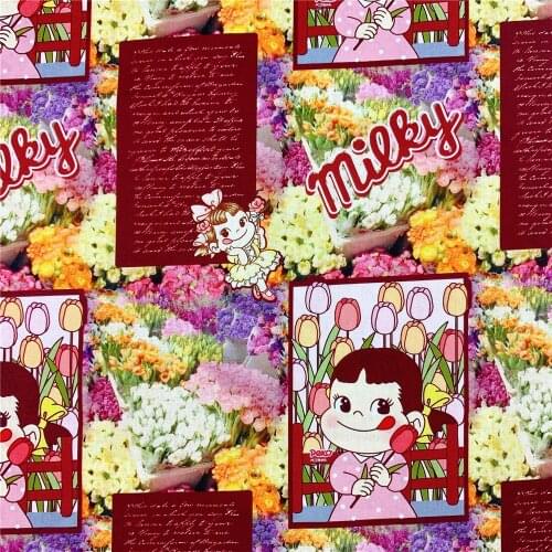Lolita Tulip milky girl Print Cotton Fabric girl Cloth Gifts Bedding curtain DIY Material Home Decoration Sewing Patchwork