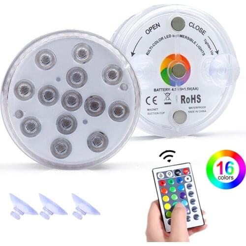 IP68 Waterproof RGB Colorful Submersible LED Underwater Lights IR Remote Underwater Night Lamp Outdoor Pond Swimming Pool Lamp