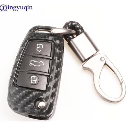 Jingyuqin 3 Buttons Carbon Fiber Patten Foding Flid Key Cover Case For Audi S Line A1 A2 A3 TT Q3 R8 S6 S7 SQ5 RS5