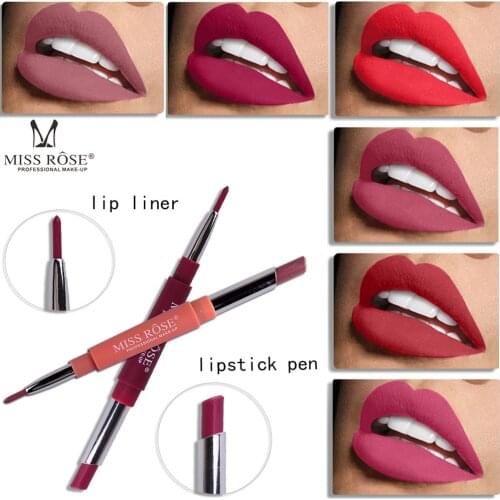 Makeup lipstick MISS ROSE Double-end Lasting Lipliner Waterproof Lip Liner Stick Pencil 8 Color c0906