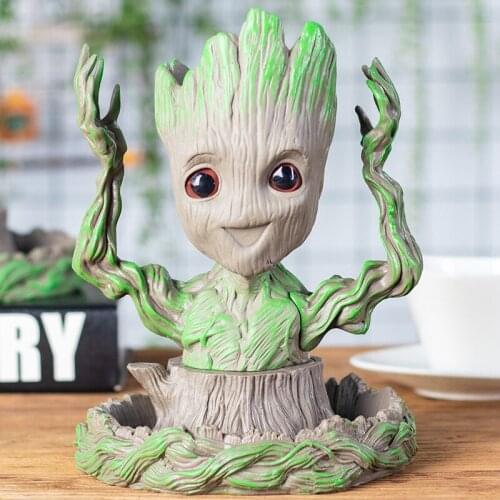 Groot Flowerpot Cute Model Toy Pen Holder Planter Figurines Tree Man Garden Plants Flower Pot Home Decoration ChildrenS Toy