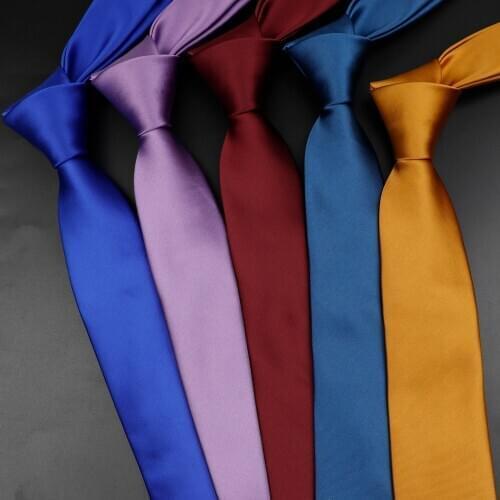 Classic Solid Color Ties For Men 6CM Casual Skinny Polyester Necktie Cravat Red Black Blue Candy Color Daily Shirt Accessory