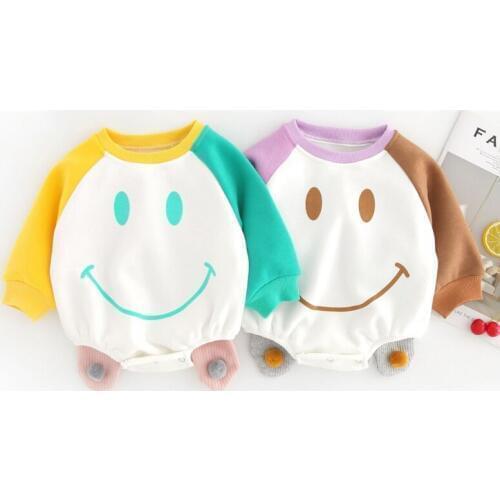 Christmas baby romper newborn infant baby boys girls cartoon Christmas smile print long sleeves romper autumn baby clothing