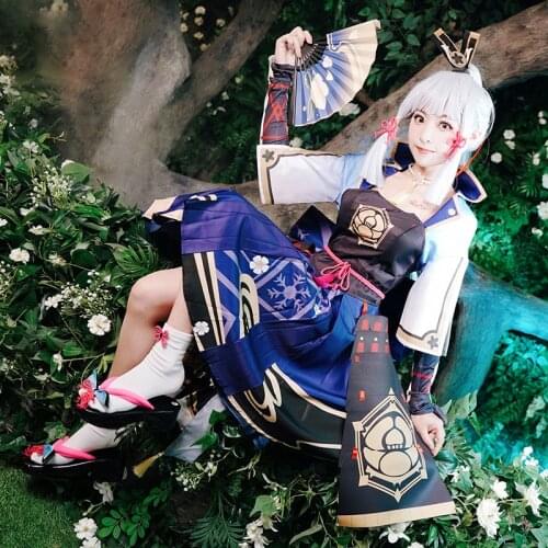 Game Genshin Impact Kamisato Ayaka Cosplay Costume Women Cute Dress Shenlilinghua Outfits Halloween Carnival Uniform Custom Made