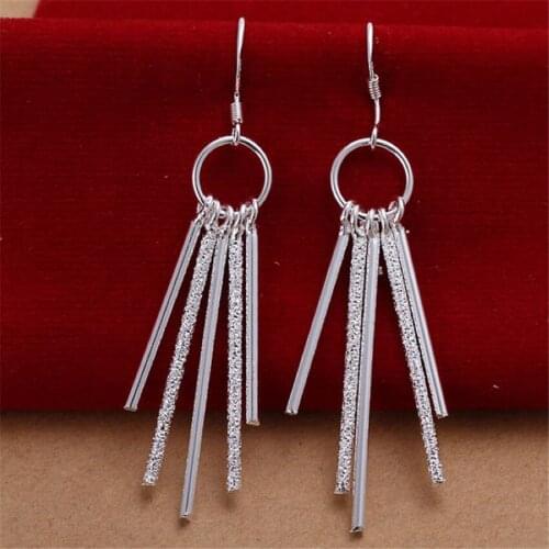Beautifully five column silver color earrings hot selling fashion jewelry wild party free shipping gifts e026