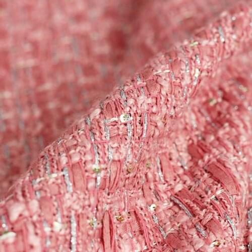 Red Raspberry Italy Pink Sequins Tweed Fabric Garment Material Women Jacket Dress Coat Sewing Cloth Tailor Textile Freeshipping