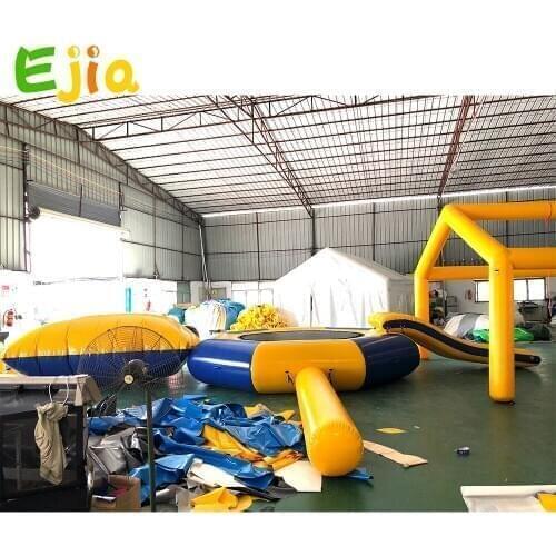 Hot Inflatable Water Trampoline With Slide & Tube & Jumping Bag inflatable jumping game water trampoline for water park games