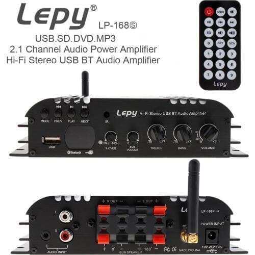 LP-168S Hi-Fi Stereo USB Bluetooth Car Audio Amplifier Support EDR Bluetooth 2.1 Channel/Subwoofer/Remote Control&Power Adapter