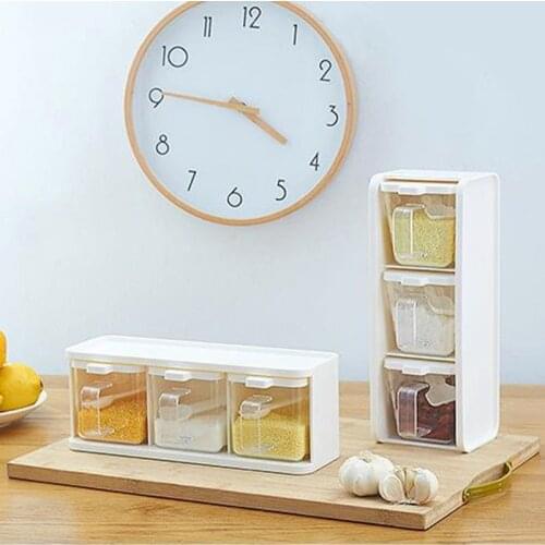 M17D Spice box with lid storage container transparent handle kitchen spice jar