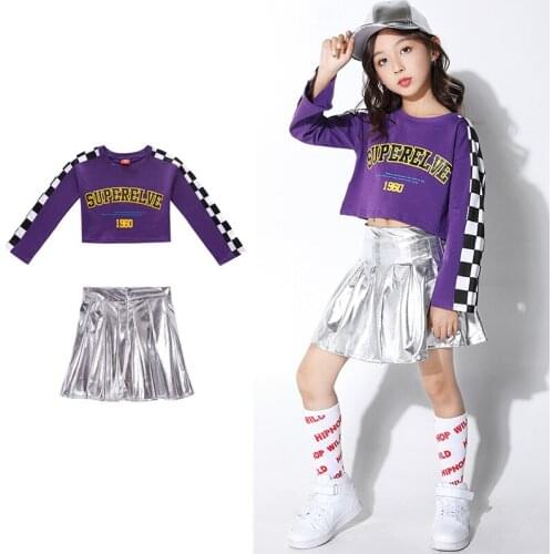 Fashion Hip Hop Dance Costumes Girls Jazz Street Dance Performance Clothing Practice Dancing Wear Kids Stage Rave Outfits DC4232