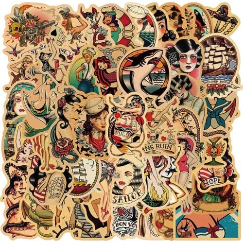 50pcs Europe And America Retro Girl Pin Up Girl Sticker Decoration Stationery Sticker DIY Album Diary Scrapbooking Label Sticker