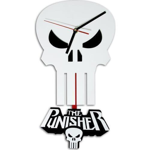 Skull Pendulum Wall Clock Milatary Skull Art Wall Home Decor Time Clock