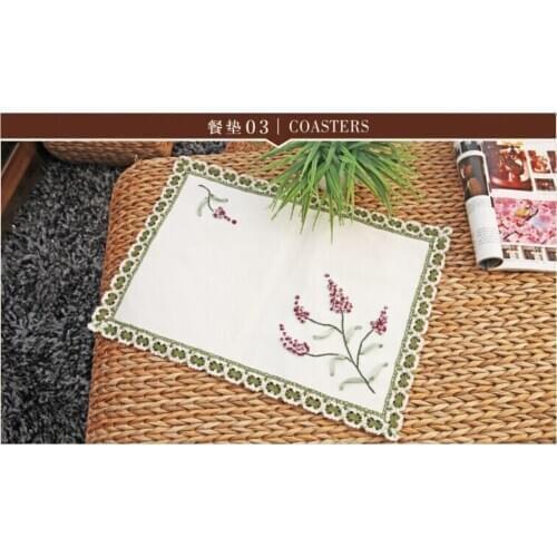 New cotton handmade ribbon embroidery luxiu embroidery heat insulation cushion plate cushion coasters finished cup cushion 1+1=2