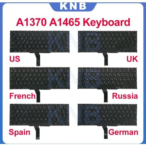New A1370 A1465 Keyboard For Macbook Air 11" US UK French Spain German Russian Arabic Korean Italian Layout keyboard 2011-2017