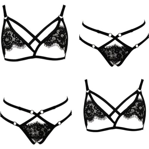 New sexy girl lace bra and panties set sexy tight-fitting suspender underwear womens suit ladies bra and panties set