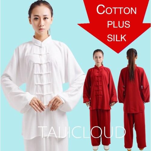Tai Chi clothing mens and womens cotton silk spring autumn morning exercises martial arts performances