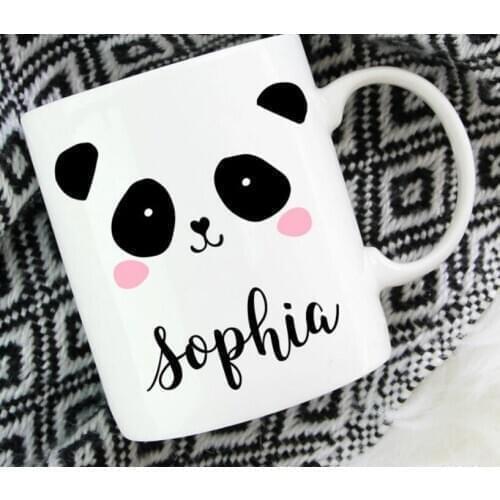 Personalised Custom Printed Mugs Cute Panda Tea Coffee Mug Cup Honey Girl Gift Name Text Drop Shipping