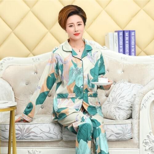 Long Sleeve Cotton Pajamas Set Spring Autumn Women Pajama Set Mother Sleepwear Set Pyjamas Plus Size 3XL 4XL Homewear Cloth Mom