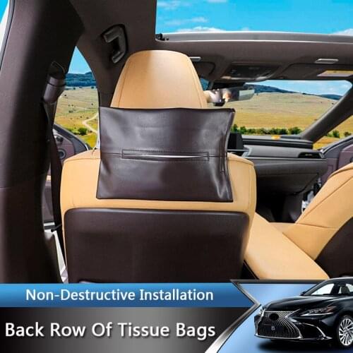 TAJIAN Car Tissue Box Holder PU Leather Hanging Tissue Storage Bag Car Organizer Box Auto Accessories For Lexus All Series