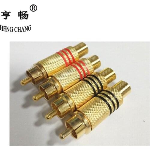 RCA Connector Male jack Plug AV Plugs for PC Audio Vedio Welding DIY Parts Gold Metal Spring Li ion battery charger RCA plug