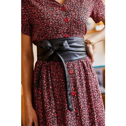Womens Black Leather Look Cummerbund Belt Women 'S Trend Special Belt