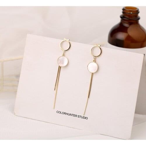 2021 New Design a Sense Of Retro Korea Original Personality Elegant Simple Golden Shell Tassel Earrings Ear Clips