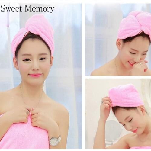 M011 Dry Hair Towel Hat Thick Quick-Drying Soft Comfortable Coral fleece Shower Caps Wiping Hair And Headscarf Sweet Memory