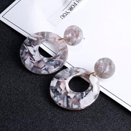 SOHOT Charm Boho Style Double Round Acrylic Hoop Earrings Exquisited colorful Acetic Acid Women Jewelry Accessories For Bijoux