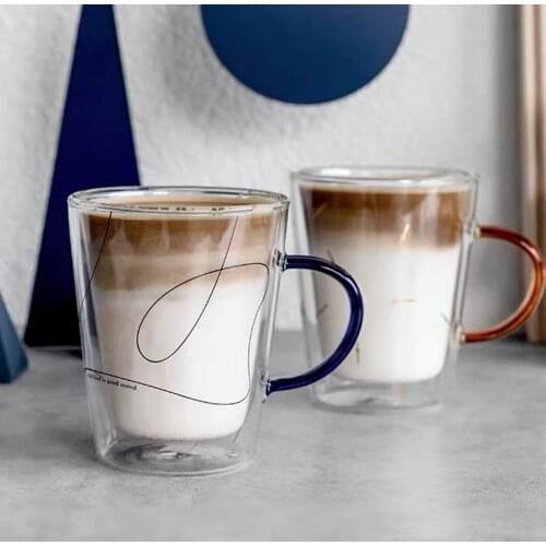 Water Cup Glass 꽃피는 술잔 Breakfast Milk With Handle Household Large-Capacity Female Net Celebrity Heat-Resistant шнурок для очков