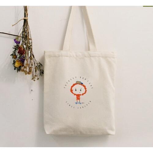 Fashion Women Shopping Bag Ladies Kawaii Canvas Letter Shopping Bags Totes Beach Bags Girls School Bags Harajuku Cartoon Print