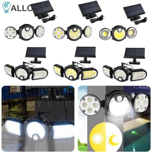 LED Solar Wall Light 3-Head Rotatable Motion Sensor Induction Lamp Outdoor Waterproof Street Lamp Solar Light Garden Lighting