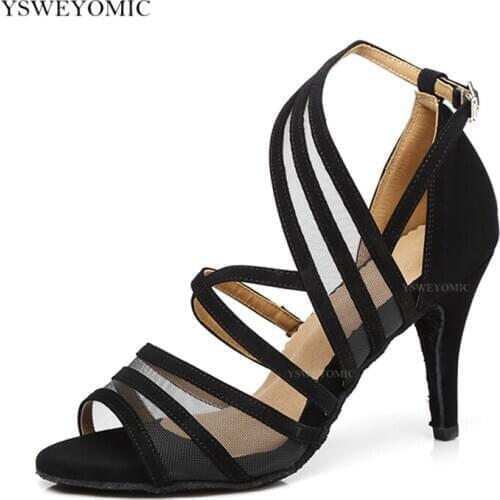 Latin Dance Shoes Women Ballroom Profession Dance Shoes Salsa Sanba Party Dance Shoes Black Brown Red Soft OutSole